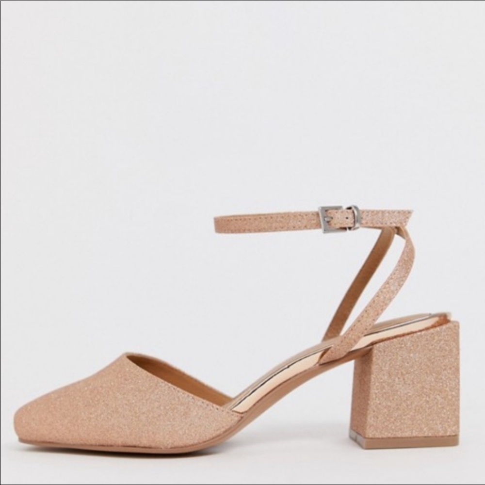 ASOS Salvation Square Toe Block Heel Sandal in Pink Nude 🆕